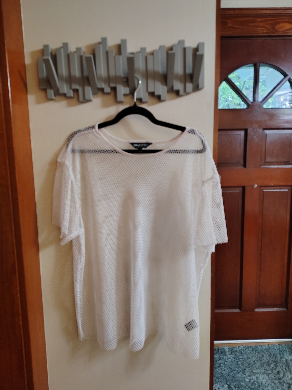 torrid White Open-Weave Mesh Short Sleeve Tee